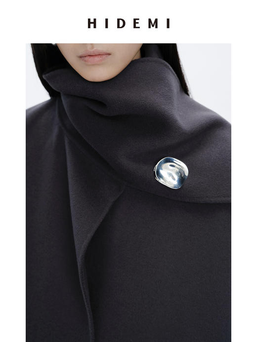 HIDEMI 简约流线感不规则圆形胸针 金色/银色 商品图2