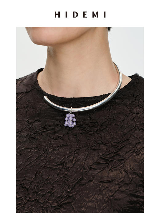 HIDEMI 风铃紫天然石流苏设计感项圈 商品图1