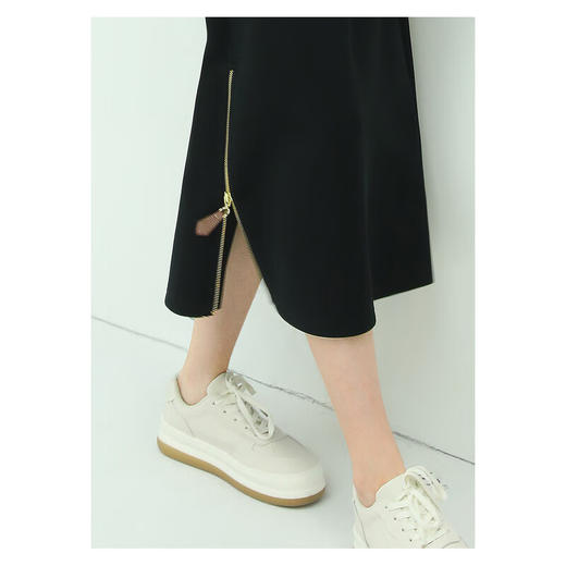 【有赞】HS517COCOBELLA金属拉链侧开叉半身裙女质感空气层休闲长裙 商品图2