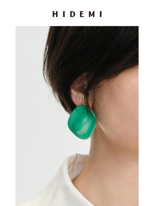 HIDEMI 度假系列简约流线感不规则圆形耳环 红色/奶油蓝/绿色 商品图1