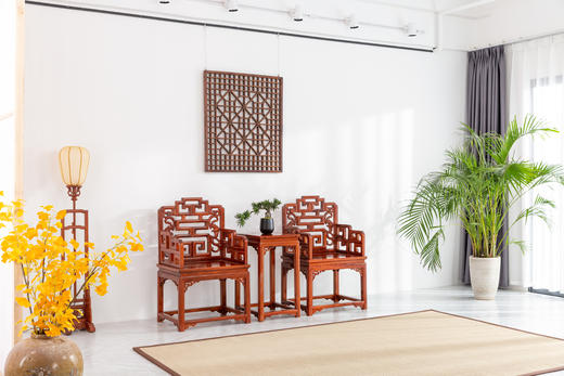 红桥红 家具严选  缅甸花梨(大果紫檀）  【福寿太师椅 三件套】 商品图1