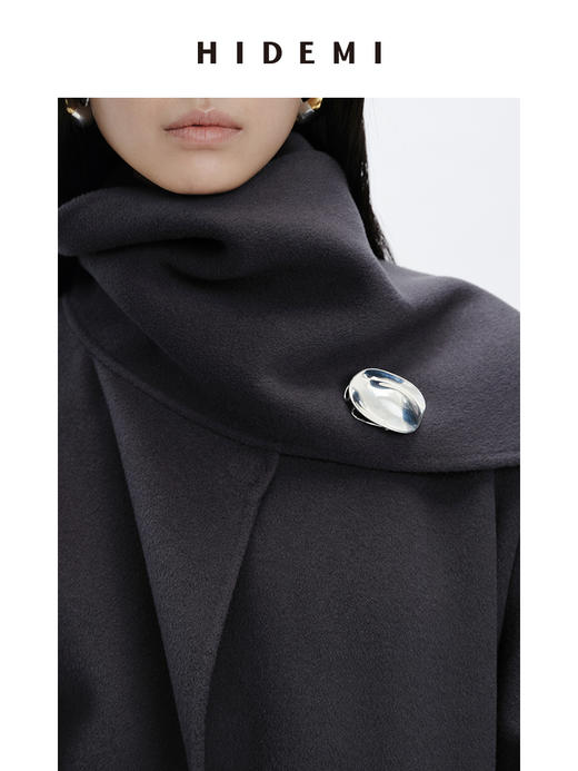 HIDEMI 简约流线感不规则圆形胸针 金色/银色 商品图5