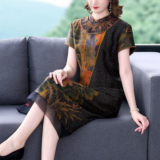 珍珠缎香云纱真丝连衣裙女2022夏季新款高端气质桑蚕丝贵妇人裙子dp548 商品图2