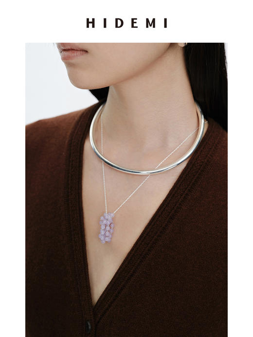 HIDEMI 风铃紫天然石流苏设计感项链 商品图2