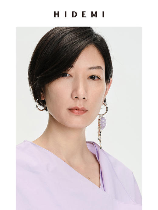 HIDEMI 风铃紫天然石流苏设计感耳环 商品图3