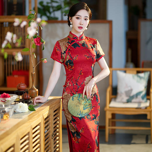 【蚀骨】高档聚酯纤维面料修身旗袍 HHQP722 商品图2