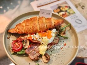 | 意式培根牛角全餐（可生食无菌蛋）