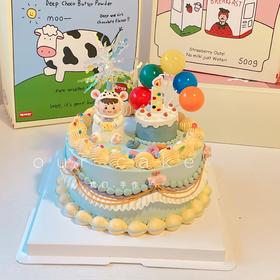 鼠宝宝男孩男生立体复古手绘蛋糕-低糖处理无添加