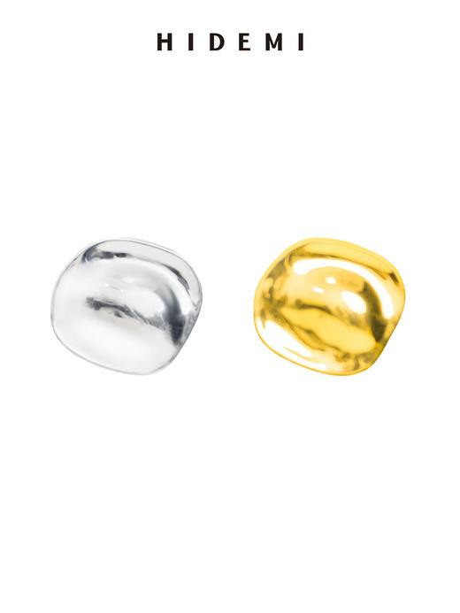 HIDEMI 简约流线感不规则圆形胸针 金色/银色 商品图3