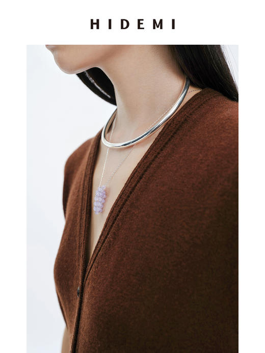 HIDEMI 风铃紫天然石流苏设计感项链 商品图3