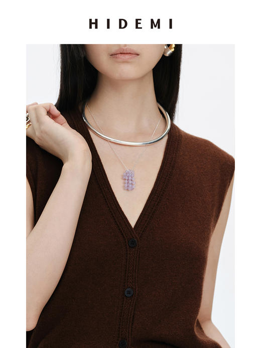 HIDEMI 风铃紫天然石流苏设计感项链 商品图4