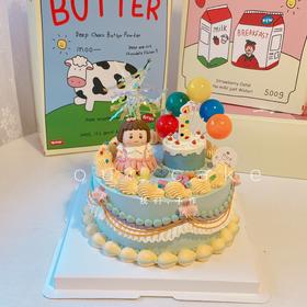 女宝宝小女孩女生立体手绘复古小花花蛋糕-低糖处理无添加