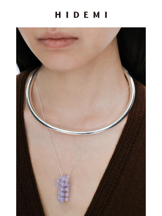 HIDEMI 风铃紫天然石流苏设计感项链 商品图1