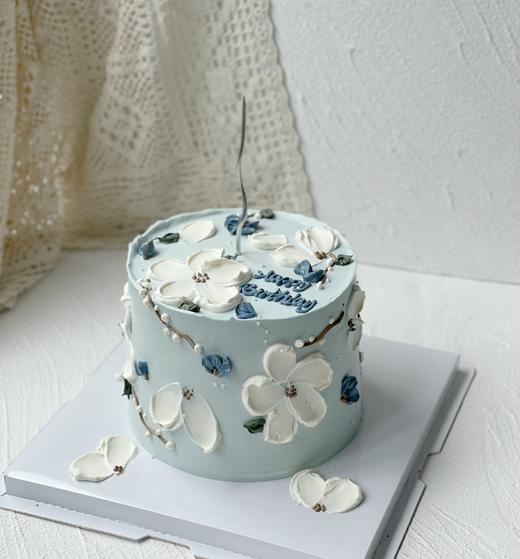 蓝色刮刀花蛋糕 商品图0