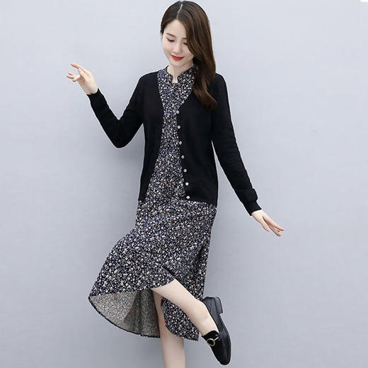 单/针织开衫套装裙子两件套2022秋季新款收腰显瘦中长款A字连衣裙dp440 商品图6