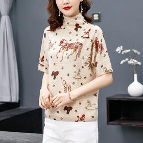 QY 6221羊毛衫印花外穿洋气宽松版气质上衣