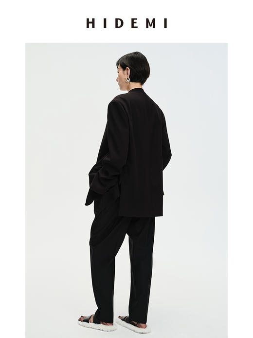 HIDEMI 简约廓形西装三件套西装/马夹/长裤 巧克力棕/黑色 商品图12