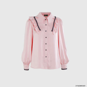 木耳边娃娃领百搭衬衣