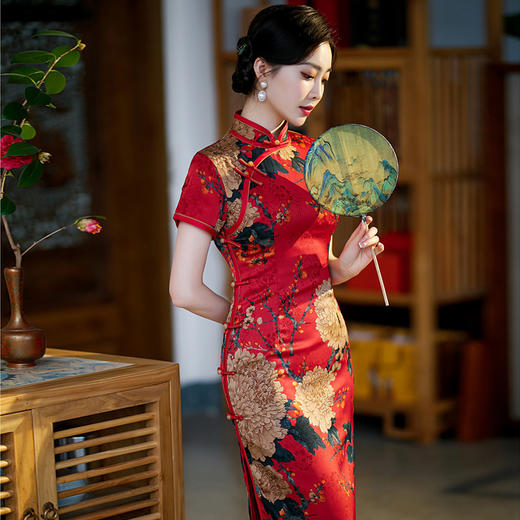 【蚀骨】高档聚酯纤维面料修身旗袍 HHQP722 商品图3