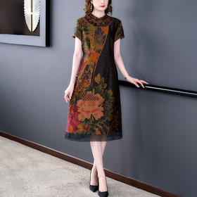 珍珠缎香云纱真丝连衣裙女2022夏季新款高端气质桑蚕丝贵妇人裙子dp548