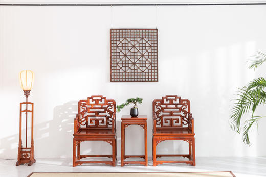红桥红 家具严选  缅甸花梨(大果紫檀）  【福寿太师椅 三件套】 商品图0