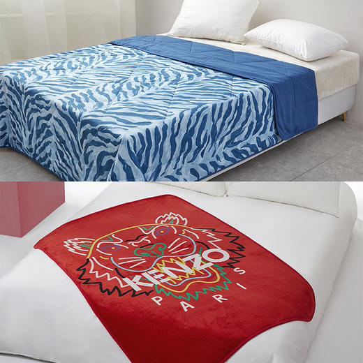 （分两个包裹发货）KENZO KSKIN 虎纹印花被KXW-022L+KENZO炫彩虎头毯KRT-016S（红）【LXKG4.0】 商品图0