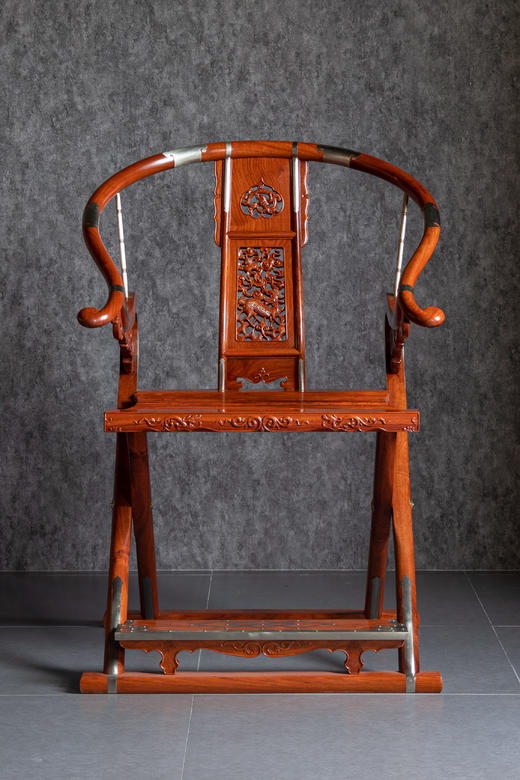 红桥红  家具严选  缅甸花梨（大果紫檀）【木面 王款 麒麟纹交椅】 商品图1