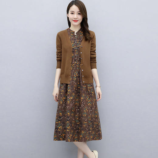 单/针织开衫套装裙子两件套2022秋季新款收腰显瘦中长款A字连衣裙dp440 商品图0