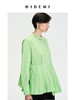 HIDEMI 极简廓形压褶不对称下摆娃娃衫式圆领衬衫 果绿/白色/黑色 商品缩略图5