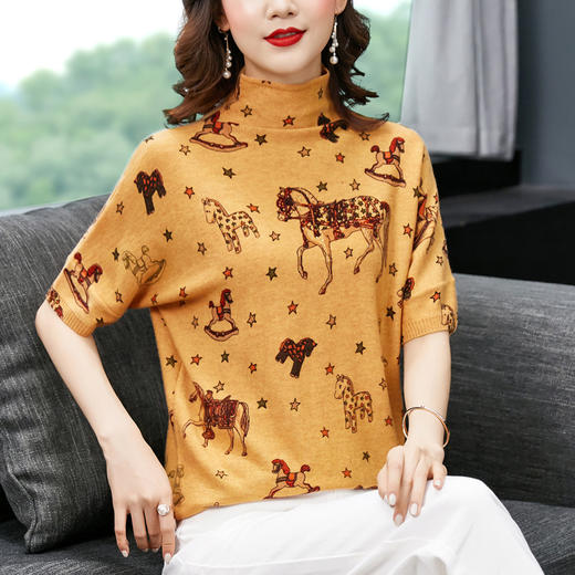 QY 6221羊毛衫印花外穿洋气宽松版气质上衣 商品图1