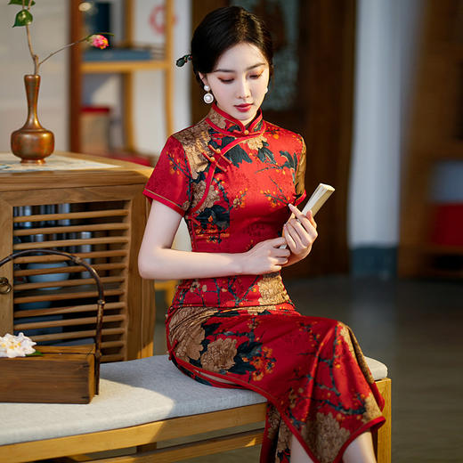 【蚀骨】高档聚酯纤维面料修身旗袍 HHQP722 商品图1