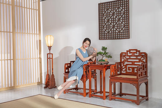 红桥红 家具严选  缅甸花梨(大果紫檀）  【福寿太师椅 三件套】 商品图4