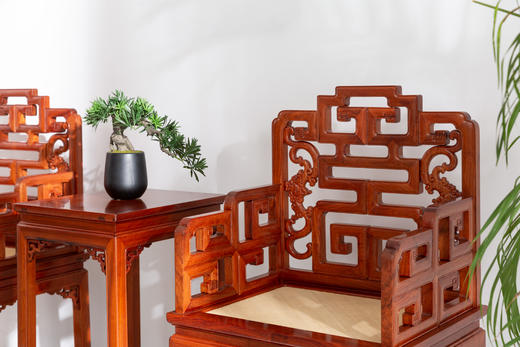 红桥红 家具严选  缅甸花梨(大果紫檀）  【福寿太师椅 三件套】 商品图8