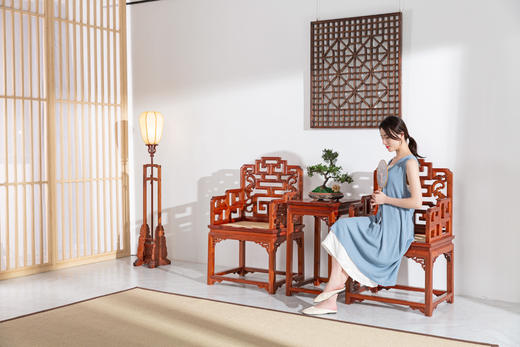 红桥红 家具严选  缅甸花梨(大果紫檀）  【福寿太师椅 三件套】 商品图3