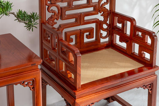 红桥红 家具严选  缅甸花梨(大果紫檀）  【福寿太师椅 三件套】 商品图6