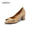 westory蝴蝶结粗跟英伦风通勤粗中跟单鞋女百搭22年秋季新款72711 商品缩略图1