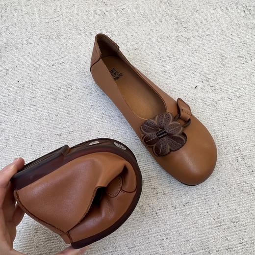 西村名物2022秋季新款花朵浅口单鞋女平底软底豆豆鞋37651 商品图3