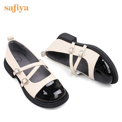 Safiya/索菲娅2022年秋季新品法式小香风复古交叉带玛丽珍小皮鞋SF23111086 商品图3