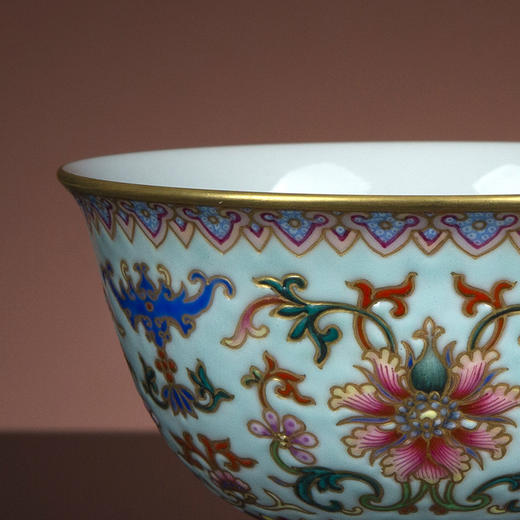 天蓝地珐琅彩蝙蝠花卉纹撇口杯 商品图4