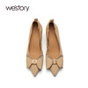 westory蝴蝶结粗跟英伦风通勤粗中跟单鞋女百搭22年秋季新款72711 商品缩略图3