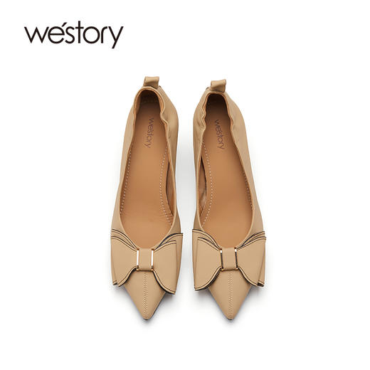 westory蝴蝶结粗跟英伦风通勤粗中跟单鞋女百搭22年秋季新款72711 商品图3