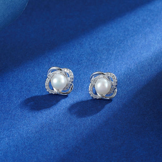 【花绕】子佩集S925银珍珠四叶草耳钉【ZYXS-E2695】2208 商品图3