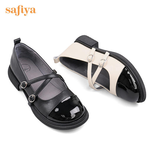 Safiya/索菲娅2022年秋季新品法式小香风复古交叉带玛丽珍小皮鞋SF23111086 商品图6