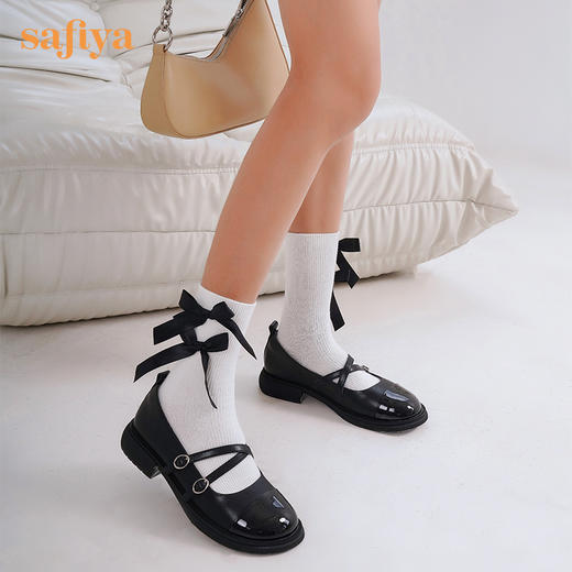 Safiya/索菲娅2022年秋季新品法式小香风复古交叉带玛丽珍小皮鞋SF23111086 商品图11