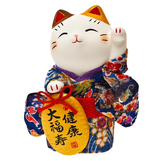 日本药师窑招财猫大号和服金币招财猫（健康大福寿） 商品图0