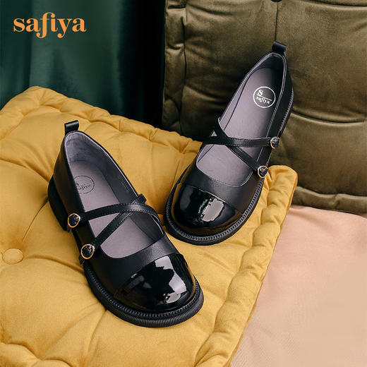 Safiya/索菲娅2022年秋季新品法式小香风复古交叉带玛丽珍小皮鞋SF23111086 商品图14