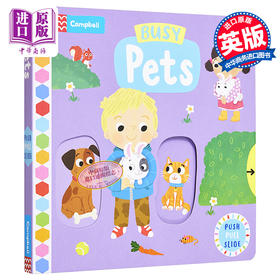 【中商原版】Busy Books 系列 Busy Pets 繁忙宠物 新版 Campbell 低幼儿童操作推拉机关书 益智游戏纸板书 英文原版 进口图书