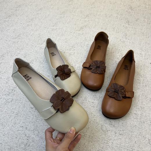 西村名物2022秋季新款花朵浅口单鞋女平底软底豆豆鞋37651 商品图4