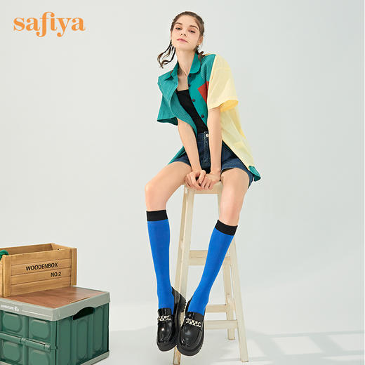 Safiya/索菲娅复古学院风软漆皮浅口单鞋松糕厚底超轻系列一脚蹬乐福鞋女 SF23112005 商品图3