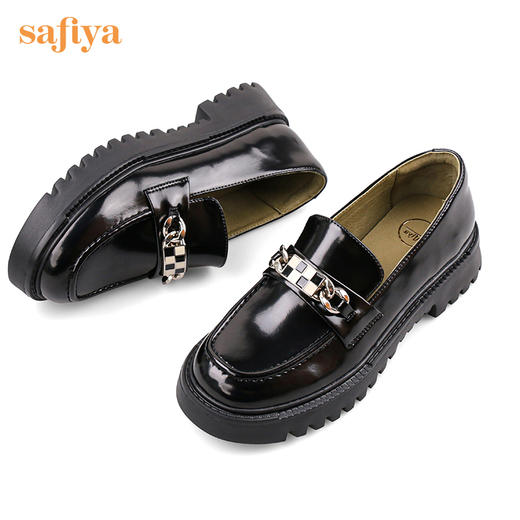 Safiya/索菲娅复古学院风软漆皮浅口单鞋松糕厚底超轻系列一脚蹬乐福鞋女 SF23112005 商品图7